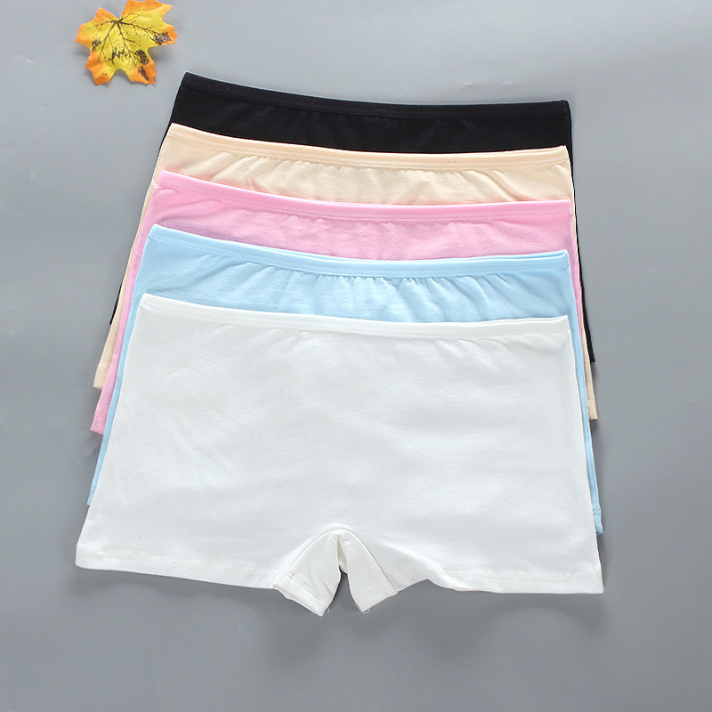 Girls' Underwear Boxer Briefs 15 Pure Color Bottoming Students Japanese Style Style Four-Corner Breathable High School Students Cotton Summer