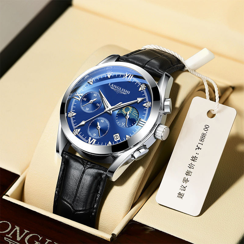 Nuevo reloj luminoso con calendario resistente al agua para hombre de Langlish, reloj deportivo de cuarzo de cuero a la moda de estilo coreano para estudiantes masculinos image 8