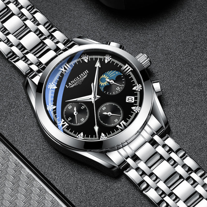 Nuevo reloj luminoso con calendario resistente al agua para hombre de Langlish, reloj deportivo de cuarzo de cuero a la moda de estilo coreano para estudiantes masculinos image 11