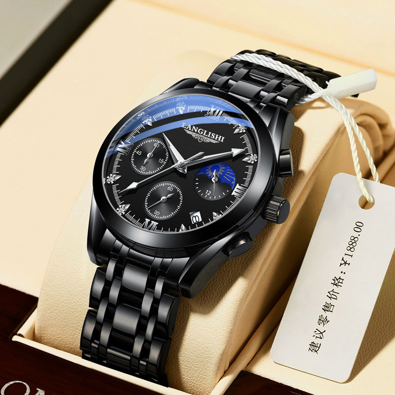 Nuevo reloj luminoso con calendario resistente al agua para hombre de Langlish, reloj deportivo de cuarzo de cuero a la moda de estilo coreano para estudiantes masculinos image 13