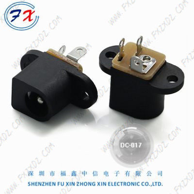 福鑫|DC电源插座 DC-017铜 5.5*2.1MM带耳朵螺丝孔充电母座