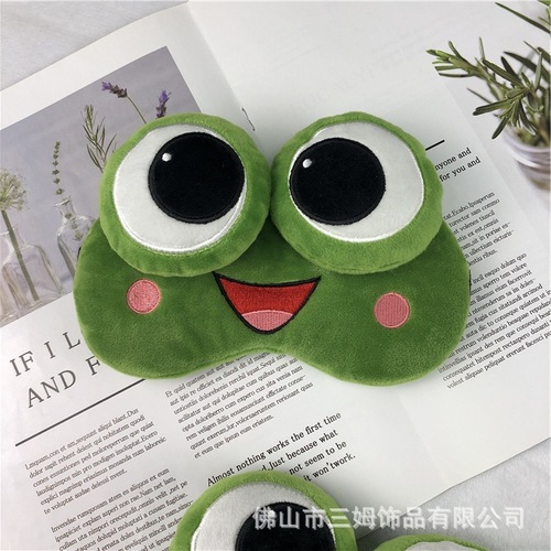 Sam jewelry genuine plush embroidered frog big eye eye mask light-blocking breathable sleep eye mask Japanese button eye mask