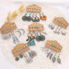 Earrings, retro ethnic set with tassels, European style, suitable for import, ethnic style