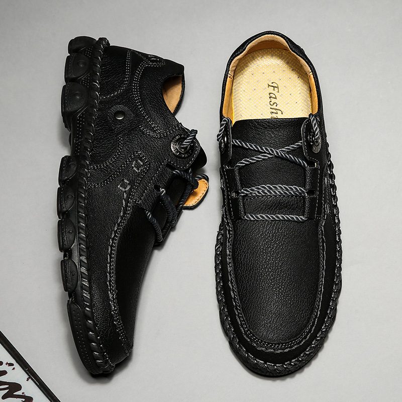 Scarpe uomo in pelle stringate cucite a mano business casual_voghion.com