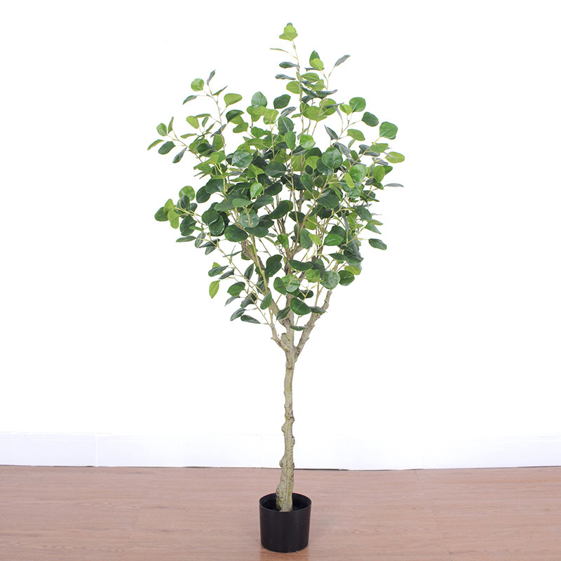 Árbol falso interior con maceta gran planta en maceta árbol de dinero casa oficina decoración de ventana simulación planta verde eucalipto
