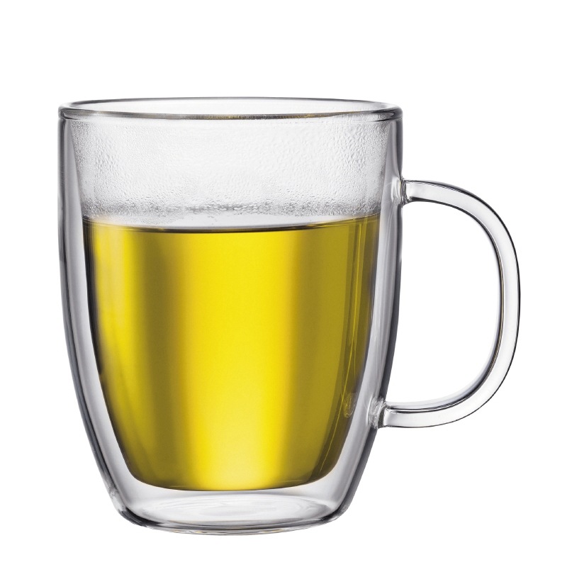 Borosilicato transparente de doble capa de vidrio con mango de alta apariencia taza de té de alta temperatura resistente café taza de leche fabricante