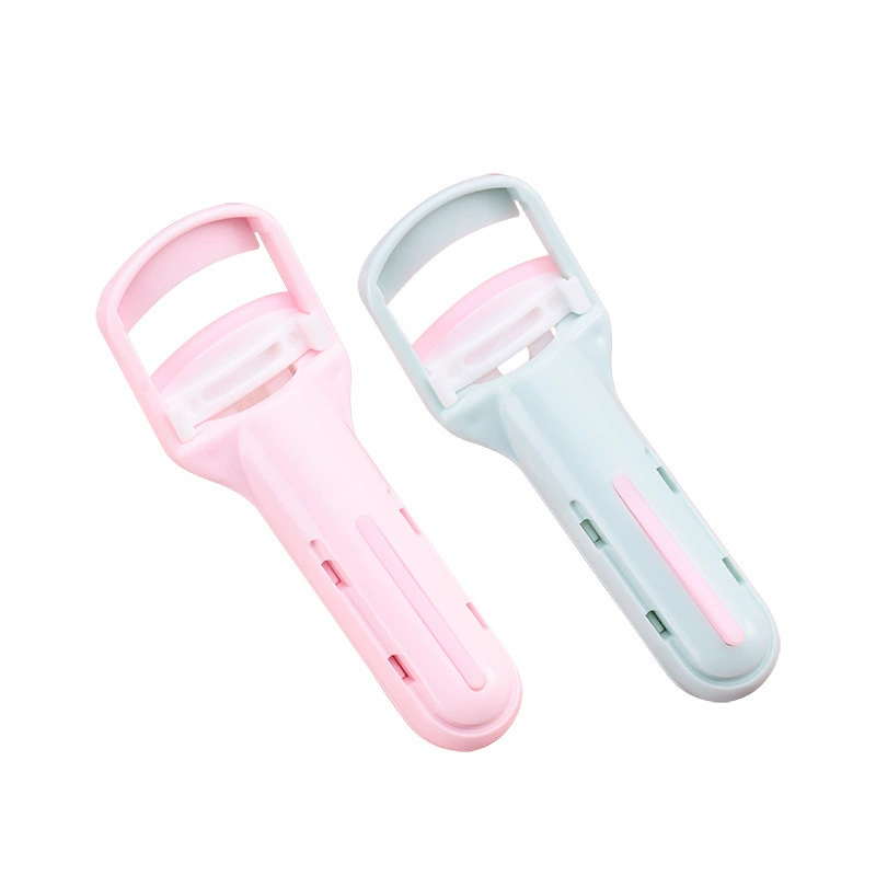 Curling eyelash curler Marian, press-style ABS handle, ergonomic silicone pad — pink/green