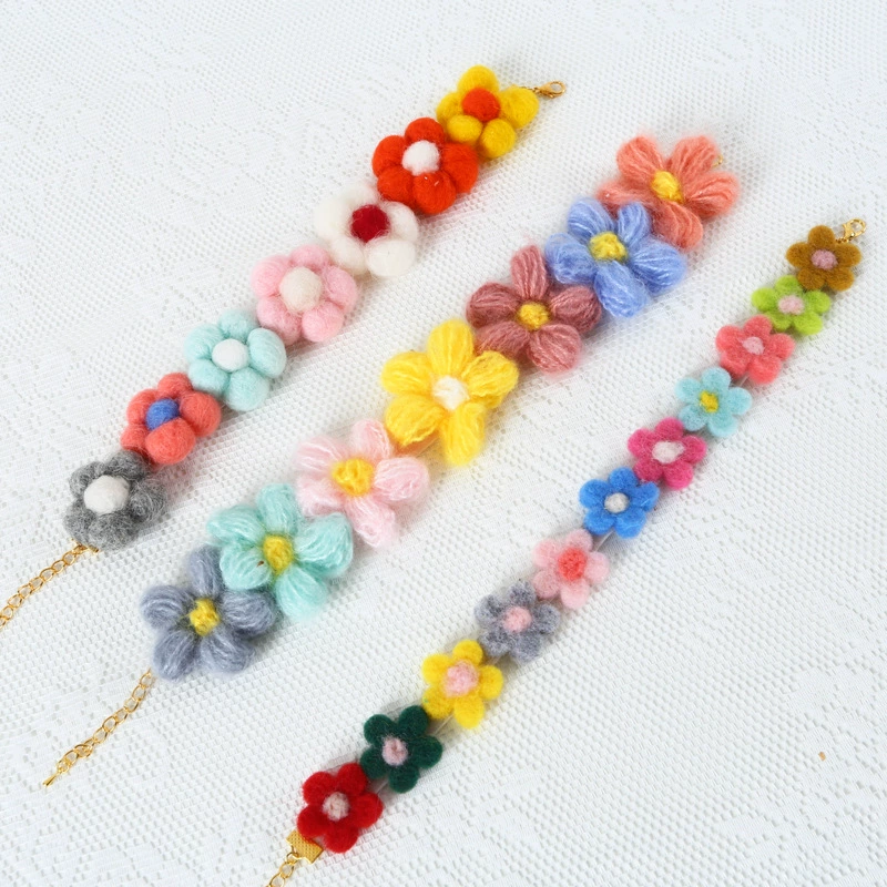 Шерсть ручной работы для домашних животных Подсолнух Дейзи Войлок Цветок Кошка Кролик Плюшевые аксессуары Реквизит для фотосъемки домашних животных