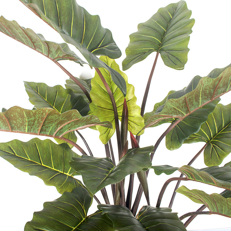 Estilo moderno decorativo planta verde bonsai al por mayor simulación Arco Iris Taro bonsai gran interior planta verde árbol artificial adornos
