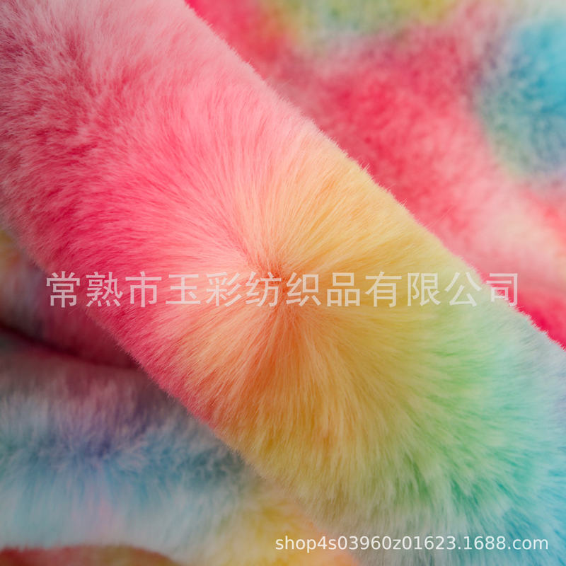 Colorful Big Fur Tie-Dye Fake Hair Tie-Dye Faux Fur Gradient Big Rabbit Hair Popular Cross Slippers Plush