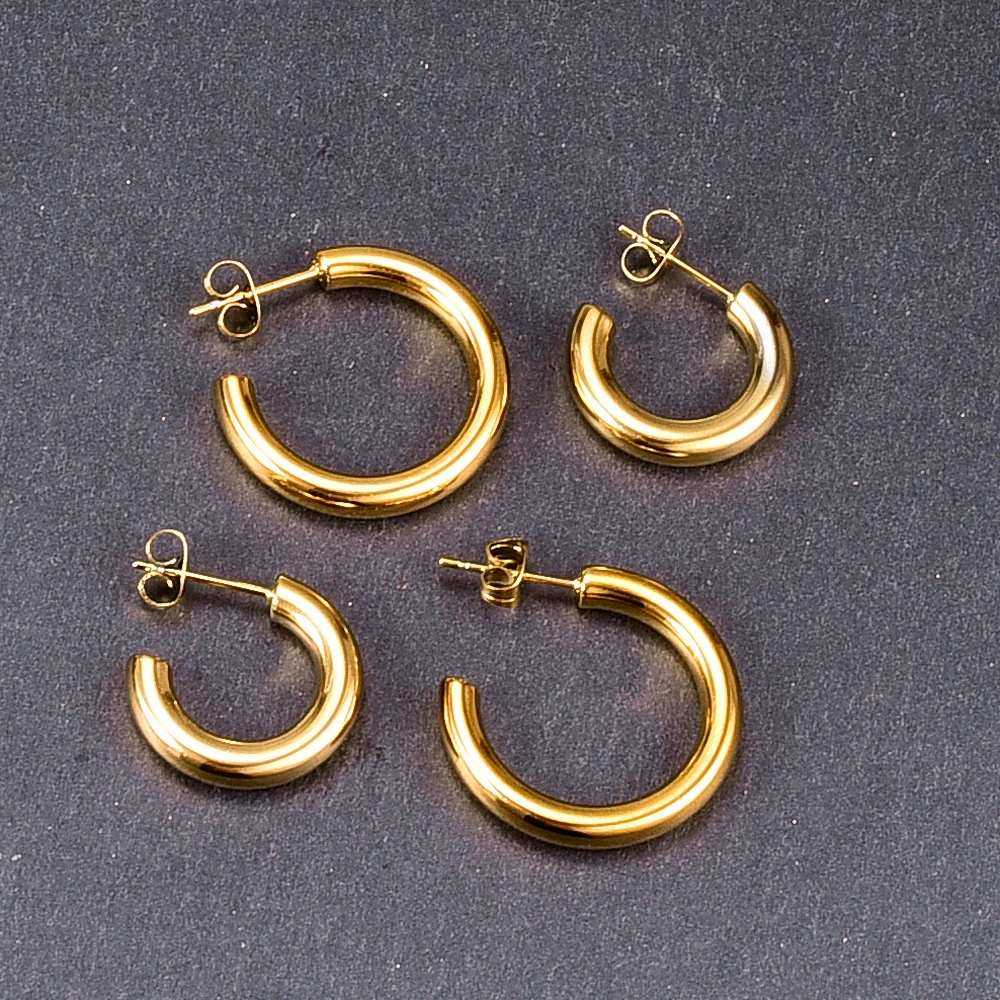 Серьги (E133INS Fire Bella) из титановой стали 316L, вакуумное напыление, Ø 2–4.5 см