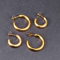 Серьги (E133INS Fire Bella) из титановой стали 316L, вакуумное напыление, Ø 2–4.5 см