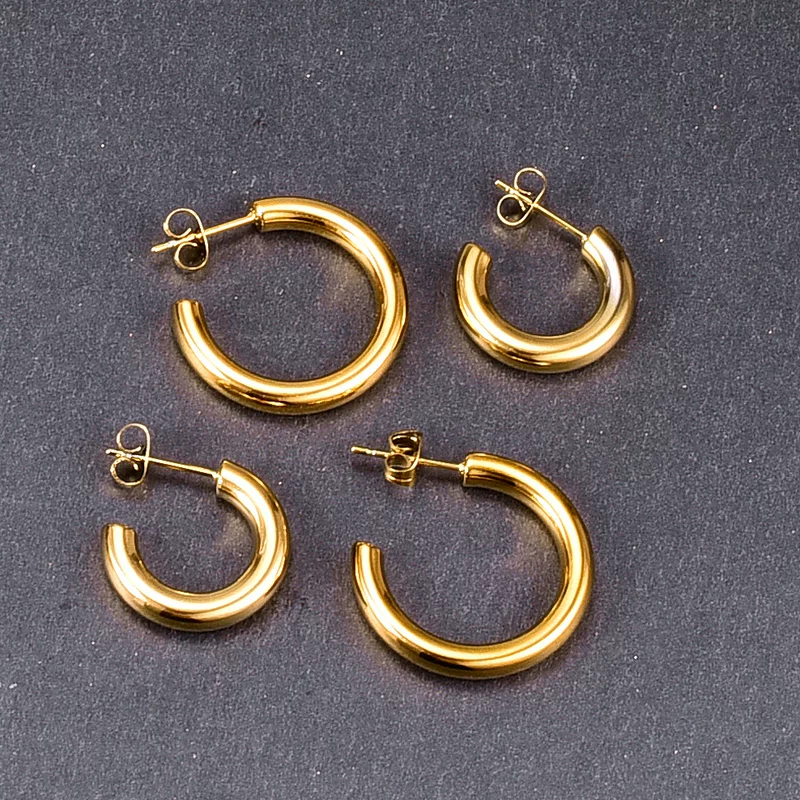 Серьги (E133INS Fire Bella) из титановой стали 316L, вакуумное напыление, Ø 2–4.5 см