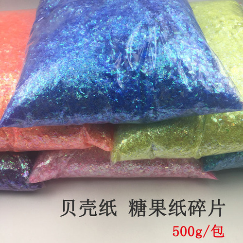 Shell paper candy paper 500g packed with colorful glass stickers colorful crushed decorative sequins for DIY manicure