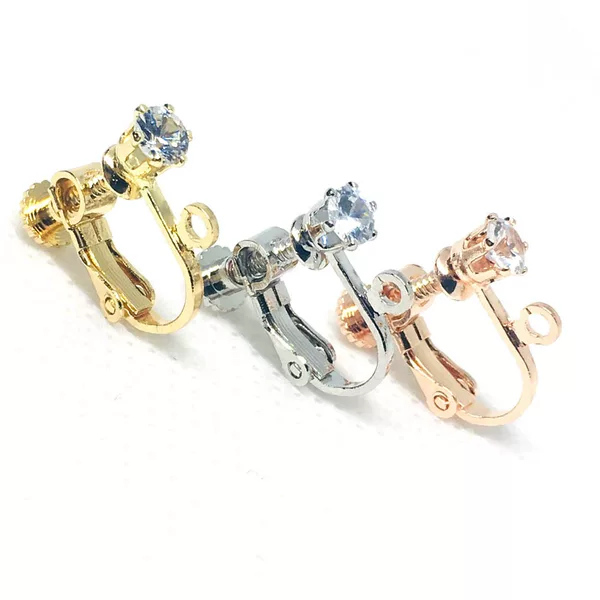 Non-Pierced Screw Ear Clips with Zircon, Super Shiny Accessories, DIY Earrings, Handmade Materials, Spiral, New Chinese Style