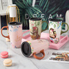 Cartoon ceramics, capacious coffee high quality cup with glass for beloved