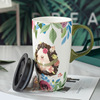 Cartoon ceramics, capacious coffee high quality cup with glass for beloved