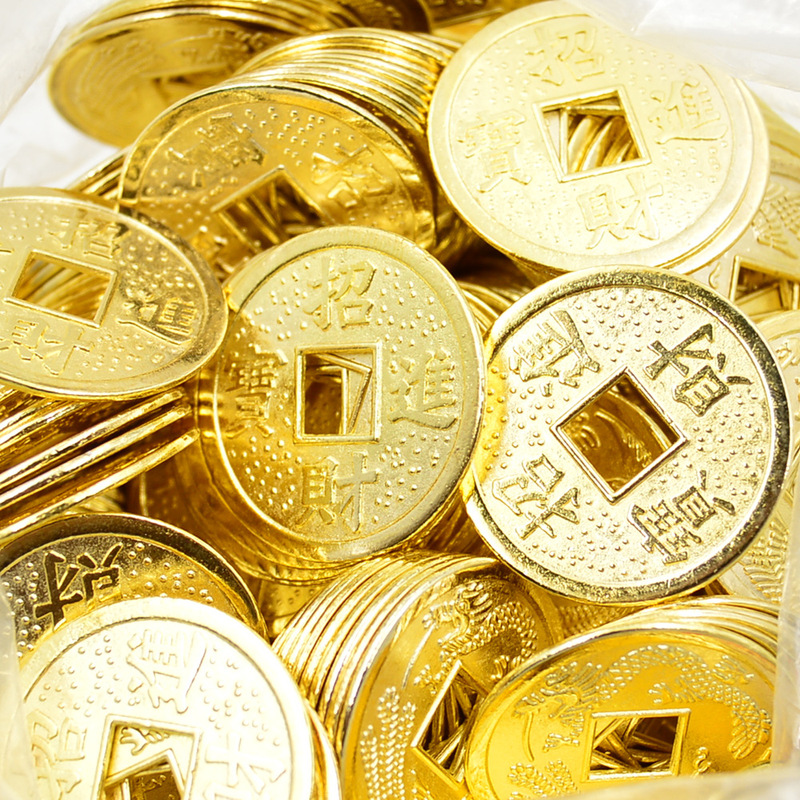 Money Tree Crafts Accessories Copper Coins Alloy Copper Coins Gold 2.8cm Treasure Dragon and Phoenix Feng Shui Supplies