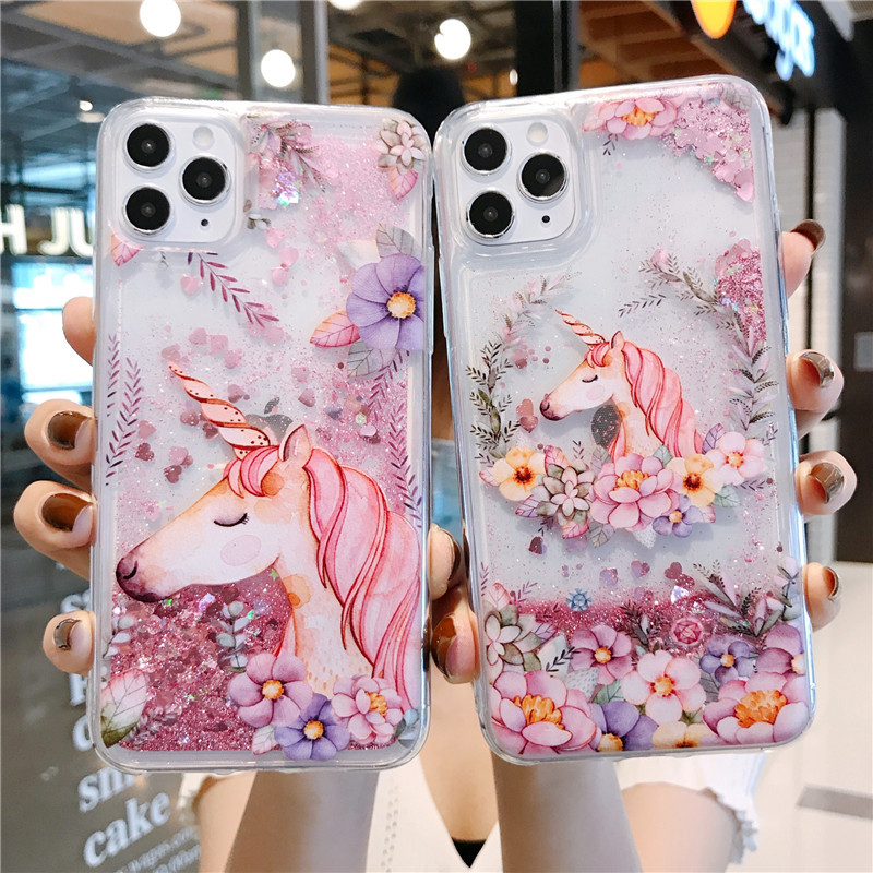 Etui na telefon quicksand jednorożec i kwiaty dla iphone android_voghion.com