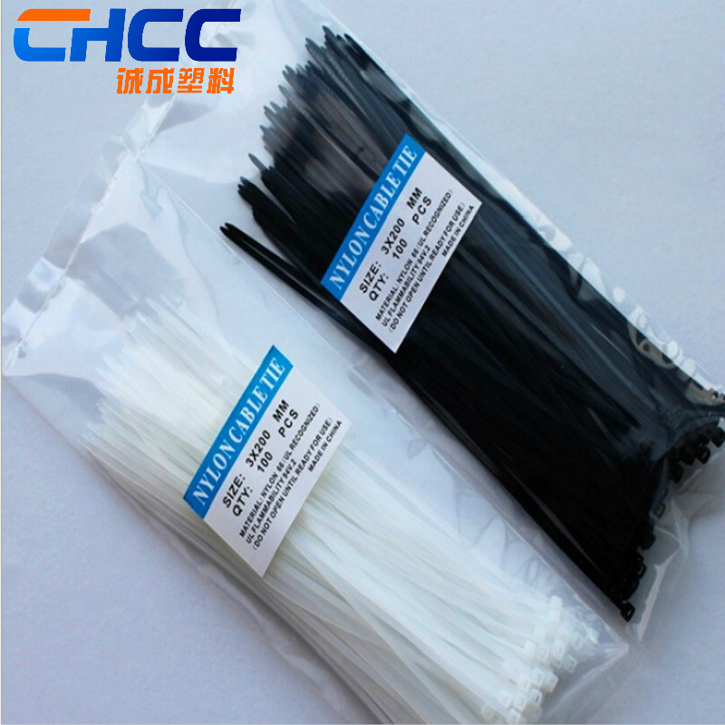 100 piezas de plástico nylon cable tie con especificaciones completas Venta al por mayor estándar nacional vendaje cable tie embalaje neutral ignífugo en stock