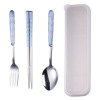 Handheld Japanese set stainless steel, fork, spoon, chopsticks for elementary school students, 3 piece set, Birthday gift, wholesale