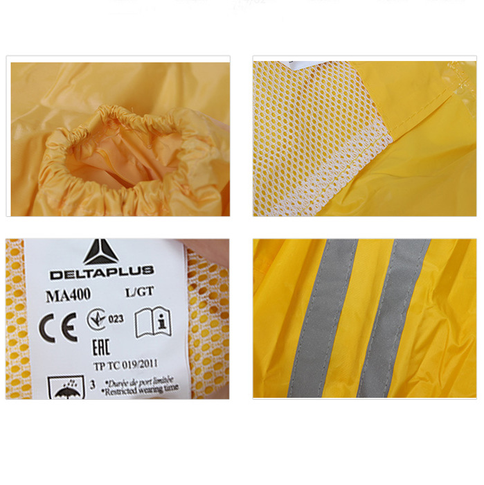 Delta 407007 unido chaqueta de lluvia con recubrimiento de PVC con barra reflectante larga abrigo de trabajo chaqueta de lluvia