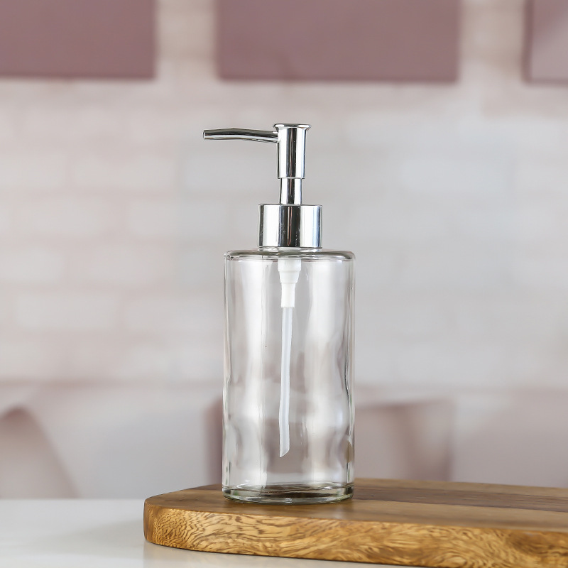 Descuentos de los fabricantes para rociar color cilíndrico con puntos de oro botella de vidrio desinfectante para manos gel de ducha champú embotellado