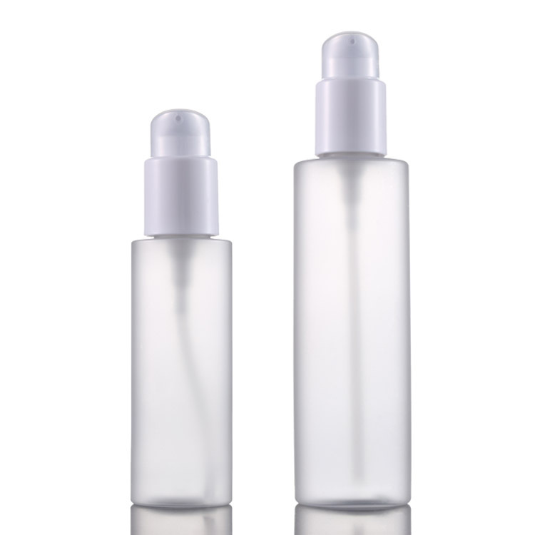En stock 100mL 200ml esmerilado PET hombro plano plástico loción prensa botella cosmética botella vacía Xumin material de embalaje image 6