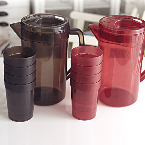 Plastic simple cold kettle cup set Nordic household large-capacity cold kettle juice cup set with scale