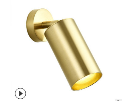 Nordic new retro copper LED track spotlight clothing background wall lighting GU10 open rail lamp shell