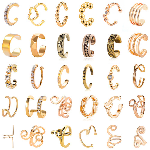 Cross-border best-selling geometric earring clips without piercing for women, retro minimalist creative design bone ear clips, European and American earrings wholesale