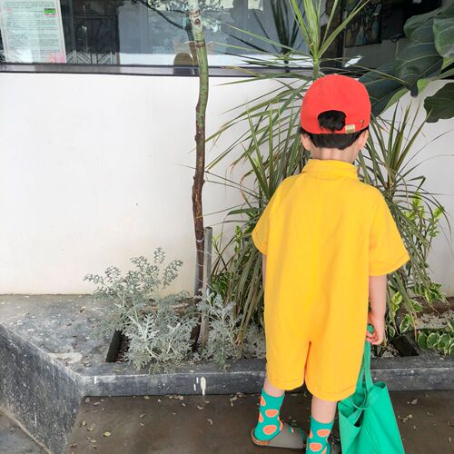 Baby Korean children's clothing baby cotton jumpsuit summer shorts boys and girls summer style style overalls jumpsuit