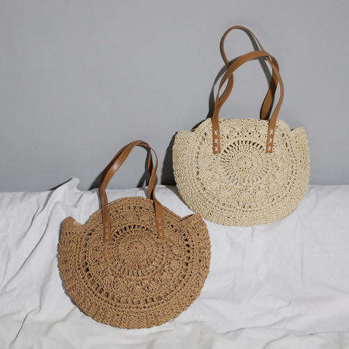 Drop shipping manufacturer 2024 new fashion straw bag shoulder bag for women beach vacation bag large capacity tote bag