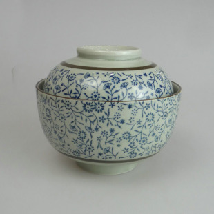 Japanese Style Hefeng Ceramic Hand-painted Underglaze Color 6.5-inch Cover Bowl Rice Bowl Soup Bowl Blue and White Bowl Porridge Bowl