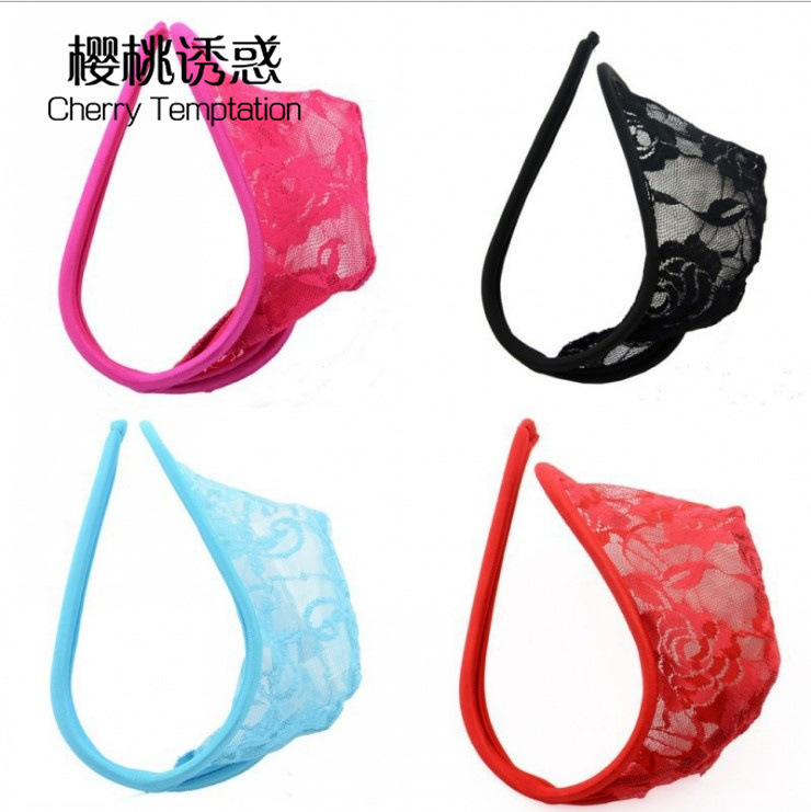 Cherry Temptation Sexy Men's C- shaped Pants Foreign Trade European and American Invisible thong Lace Couple Men's Sex Underwear