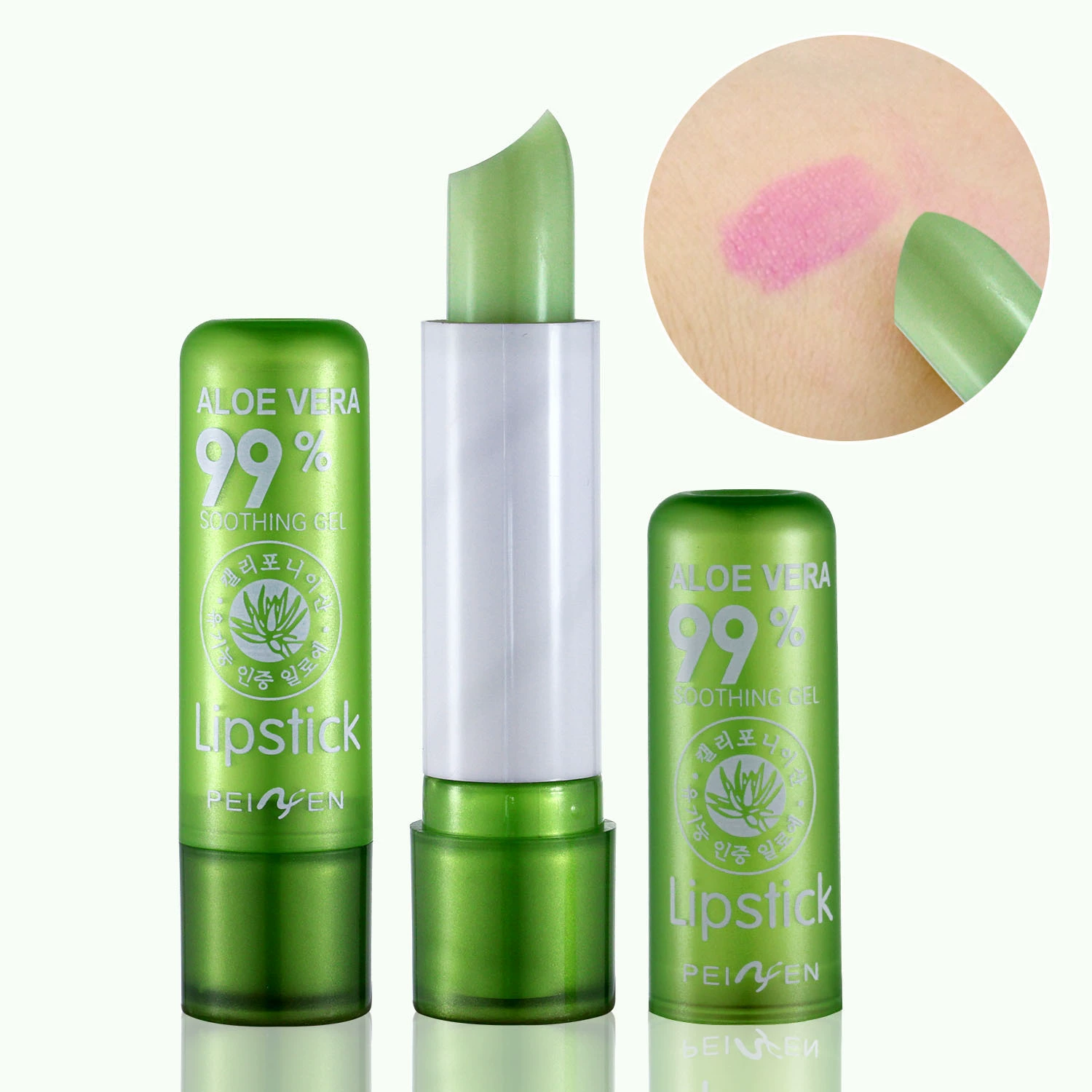 Lipstick Aloe Vera Gel, moisturizing waterproof, long-lasting, green tint