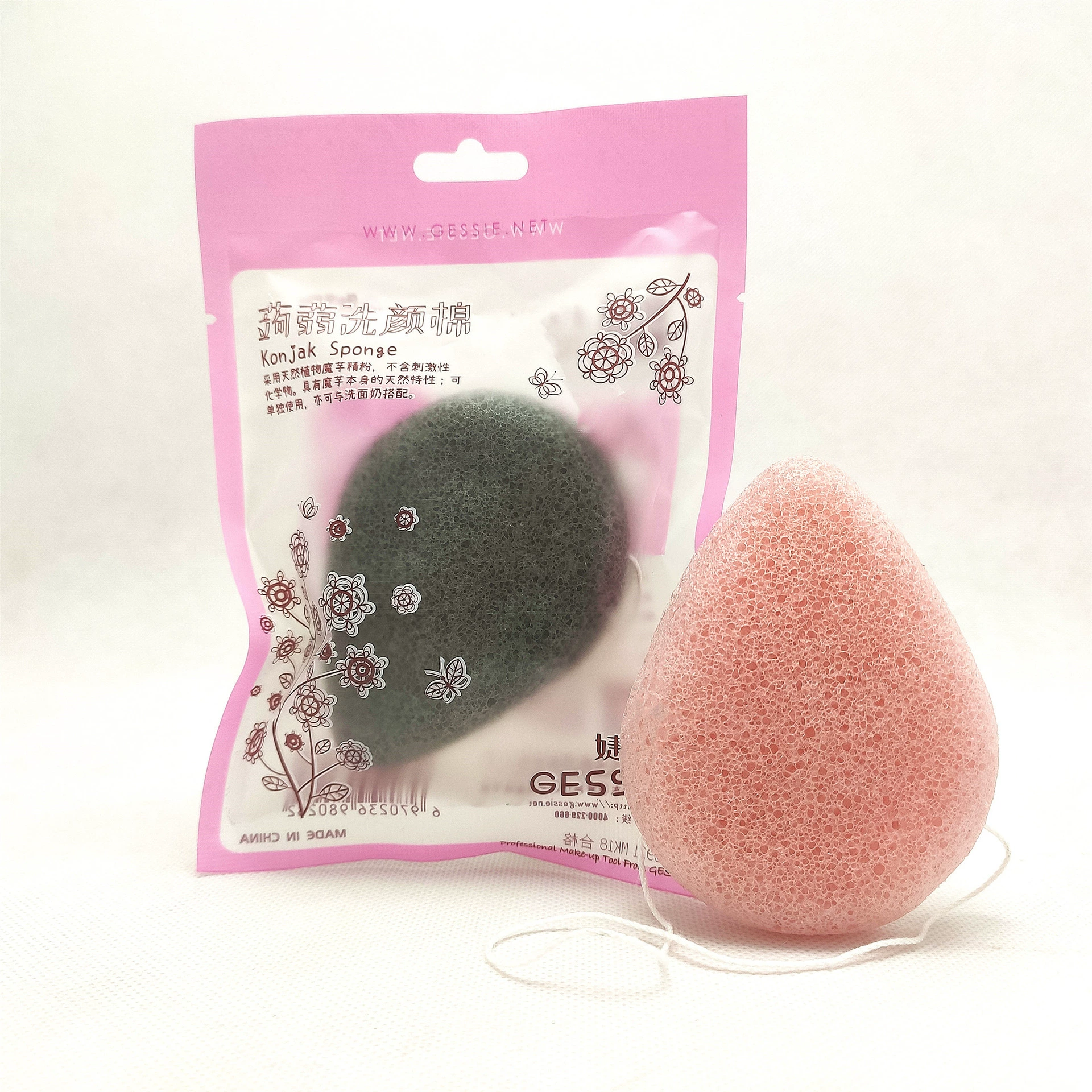 Konjac facial cleansing sponge, plant‑based konjac puff, multiple shapes & colors
