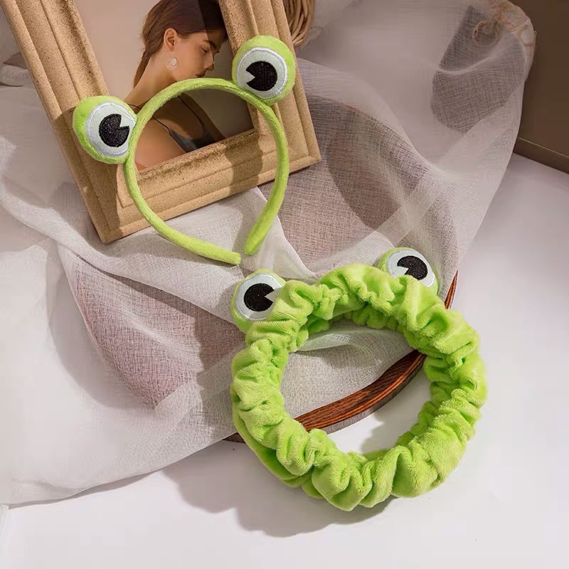 Face washing hair band wholesale frog women's face washing plush animal cartoon cute fairy elastic wide-brimmed hair band
