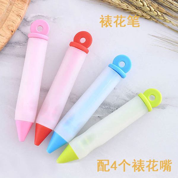 4 -headed silicon glue decorative pen set cream cake writing pen…