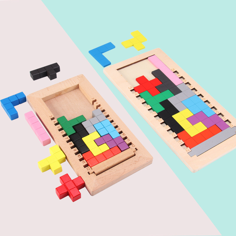 Block Puzzle Puzzle Board Cleverly Transforms into Tetris for Children and Babies Educational Early Education Building Block Toys