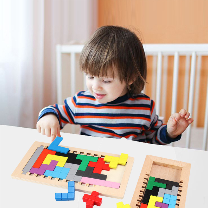 Block Puzzle Puzzle Board Cleverly Transforms into Tetris for Children and Babies Educational Early Education Building Block Toys