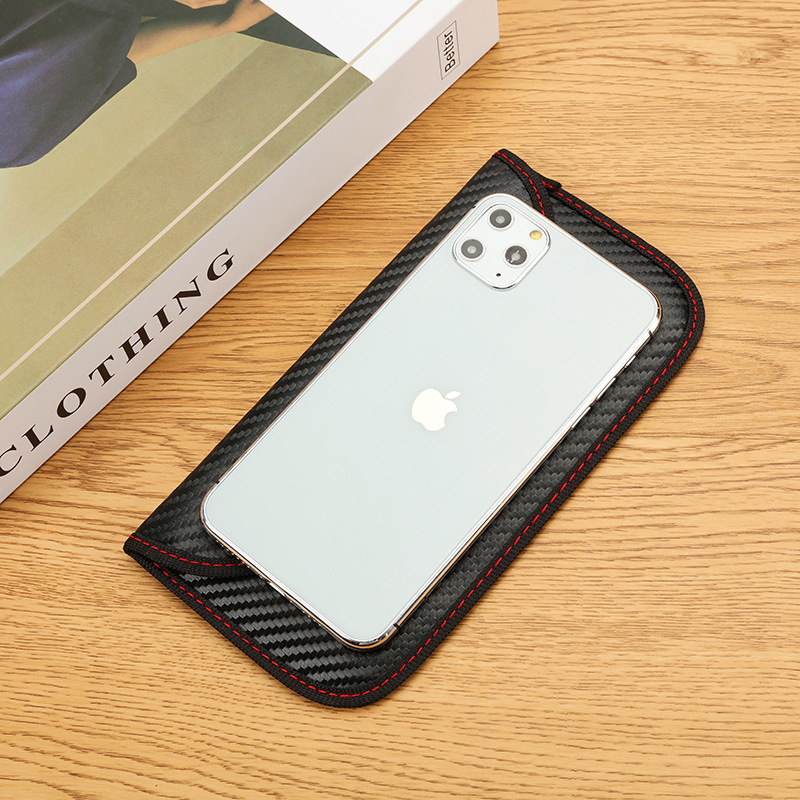 6-pulgadas 6,5 pulgadas blindado teléfono móvil bolsa de señal coche blindado caso clave Faraday a prueba de radiación de fibra de carbono anti-robo