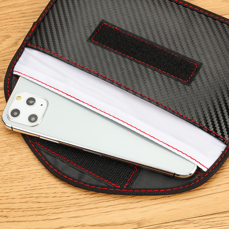 6-pulgadas 6,5 pulgadas blindado teléfono móvil bolsa de señal coche blindado caso clave Faraday a prueba de radiación de fibra de carbono anti-robo