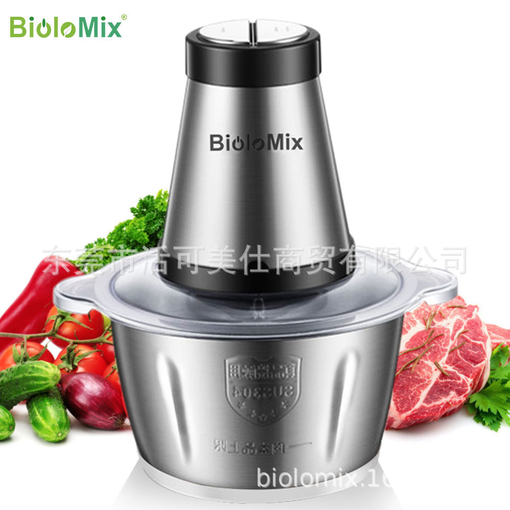 Picadora de carne de acero inoxidable de 2L de doble velocidad para el hogar, procesador de alimentos para comercio transfronterizo