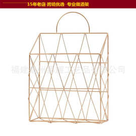 厂家直销铁线工艺产品壁挂式吊篮 金属壁挂杂志架桌面文件收纳架
