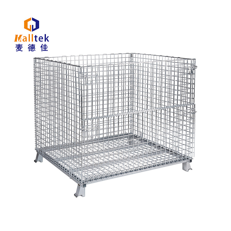 高精密仓储笼折叠式网格箱铁框仓储笼车金属周转笼