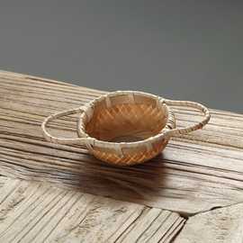 手工编织竹制茶漏功夫茶配件茶渣过滤 竹编茶滤 安吉竹茶具批发