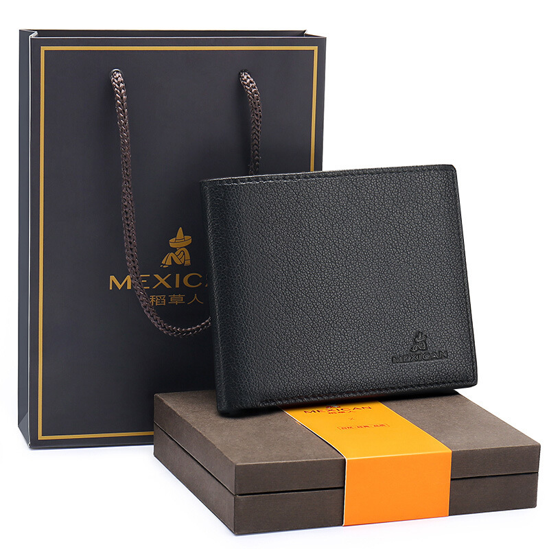 Scarecrow Wallet Men's Short Wallet Gift Box High-end Sheepskin Business Soft Wallet Thin Simple Gift Ticket Holder Scarecrow Wallet Men's Short Wallet Gift Box High-end Sheepskin Business Soft Wallet Thin Simple Gift Ticket Holder