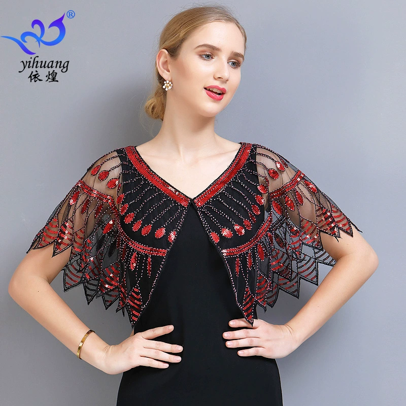 Танцевальное платье для танцев Вечеринка с пайетками Накидка с блестками Сетка Маленькое короткое нерегулярное внешнее платье