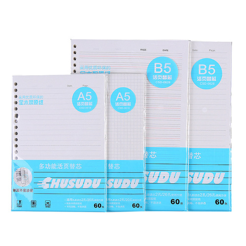 Expandable notebook expandable paper expandable core paper 20 holes 26 holes lined grid blank English core detachable